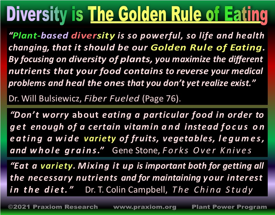 Diversity is
        the Golden Rule of Eating