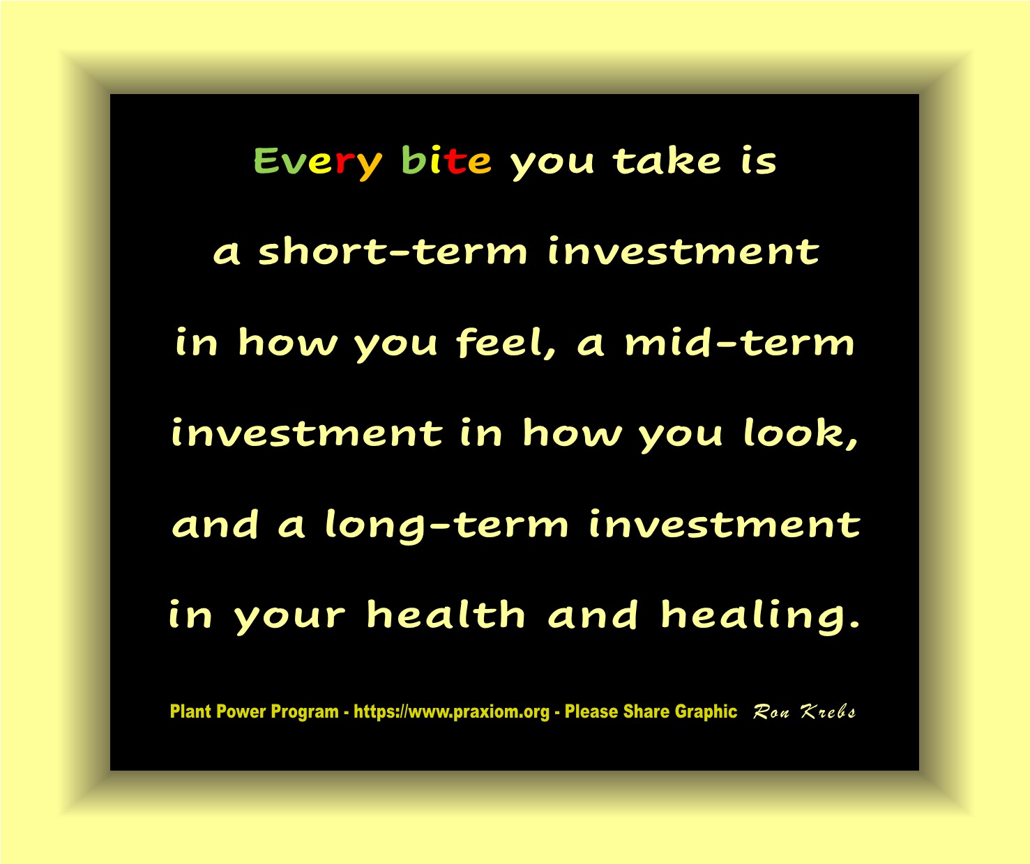 Every
        Bite You Take is an Investment - Ron Krebs