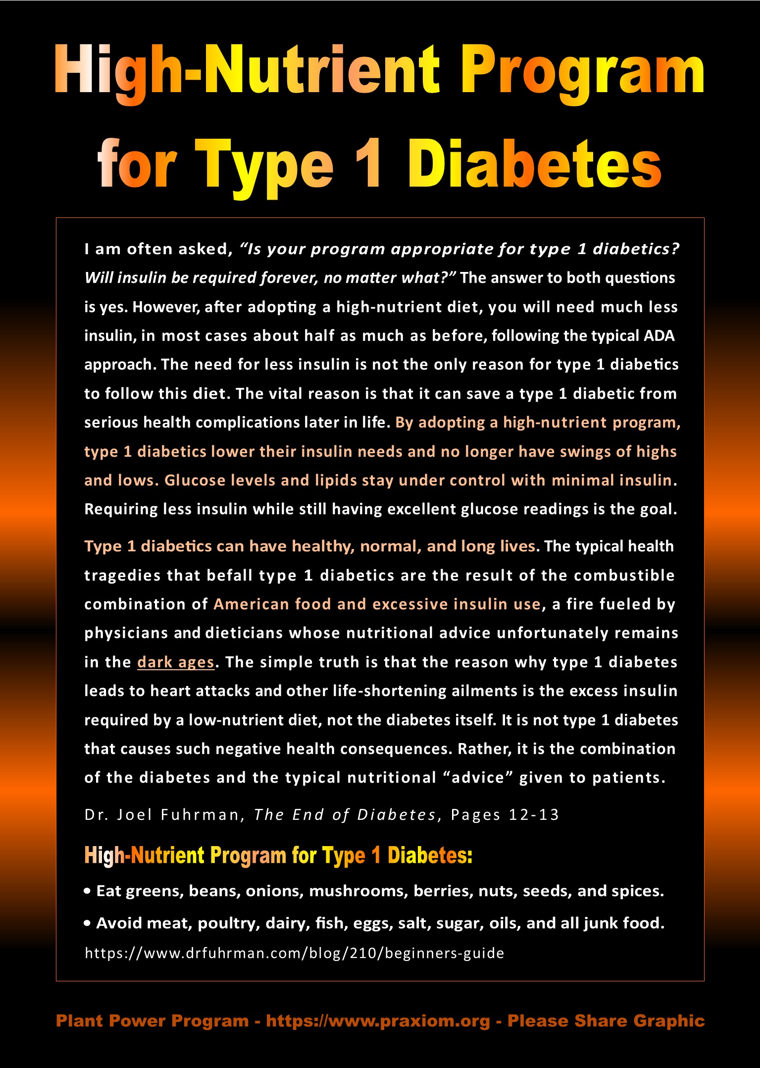 High Nutrient Program for Type 1 Diabetes - Dr. Joel Fuhrman