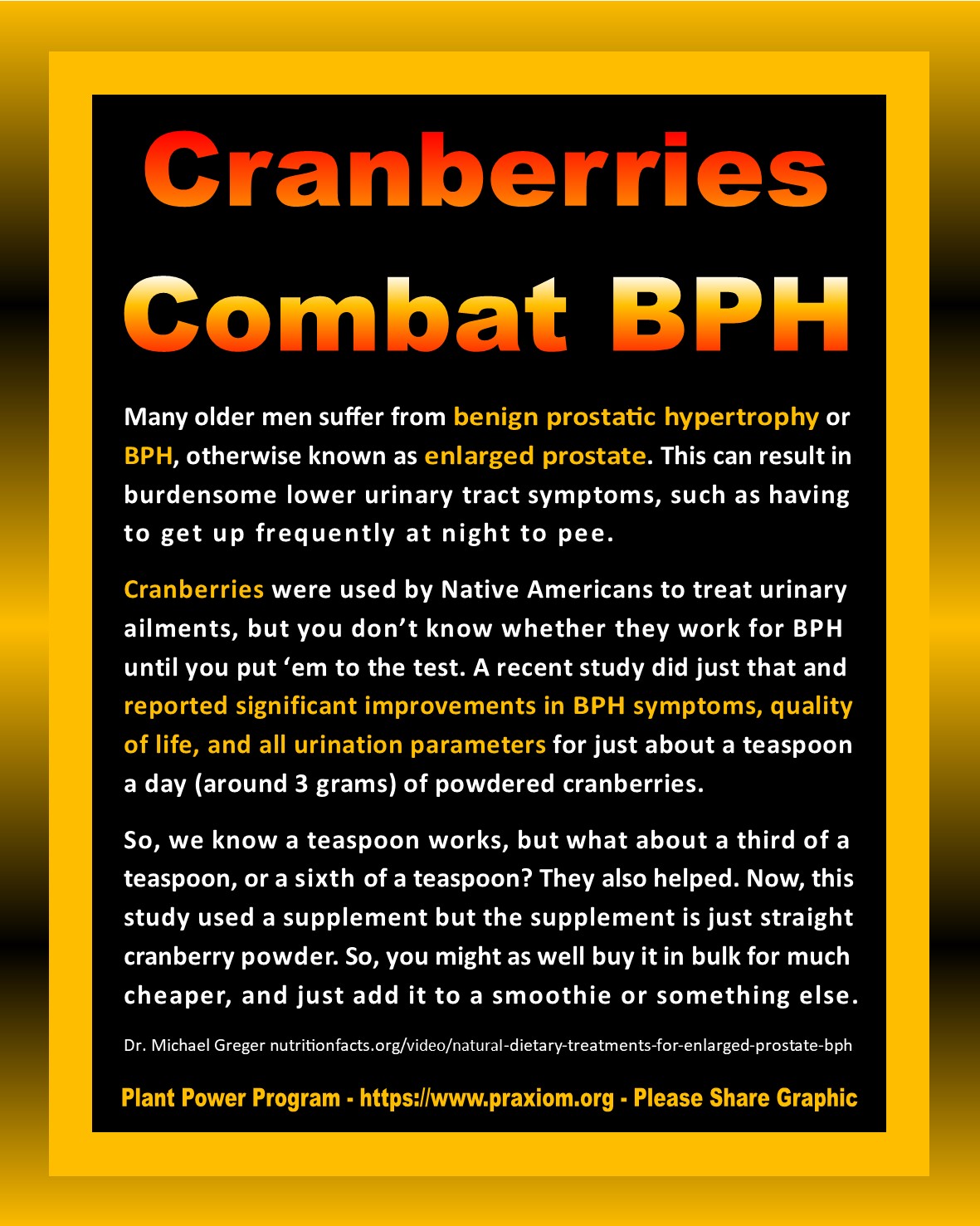 Cranberries Combat BPH - Dr Michael Greger
