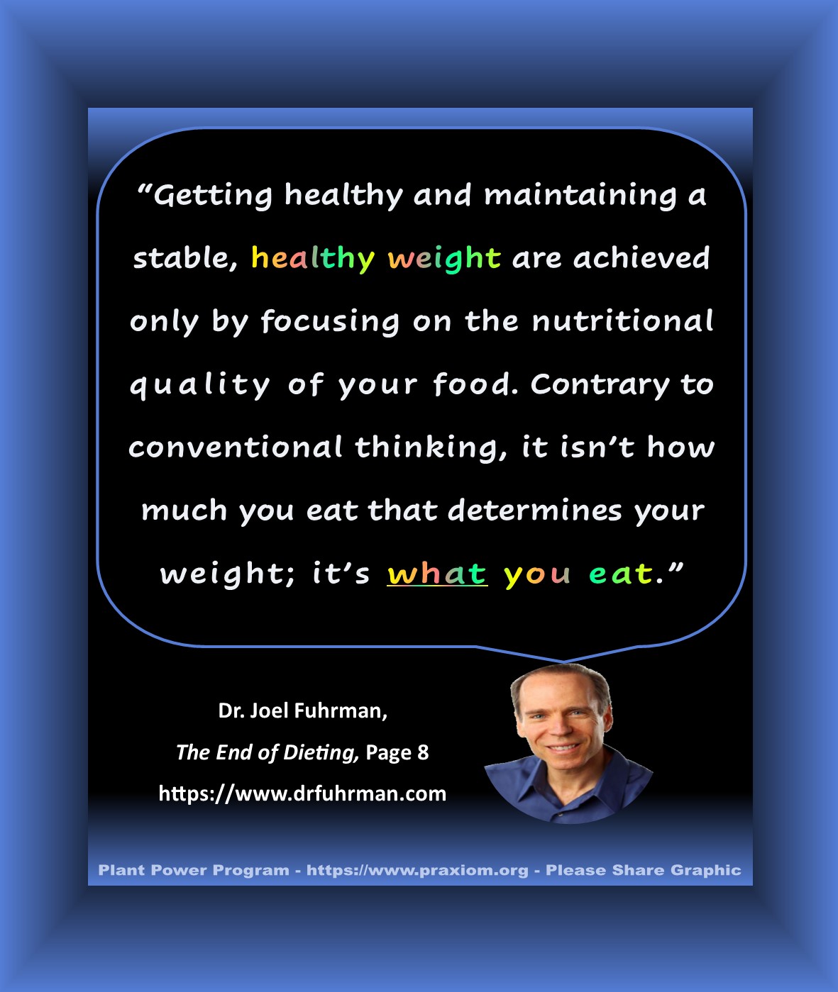 What        you eat determines your weight - Dr. Joel Fuhrman