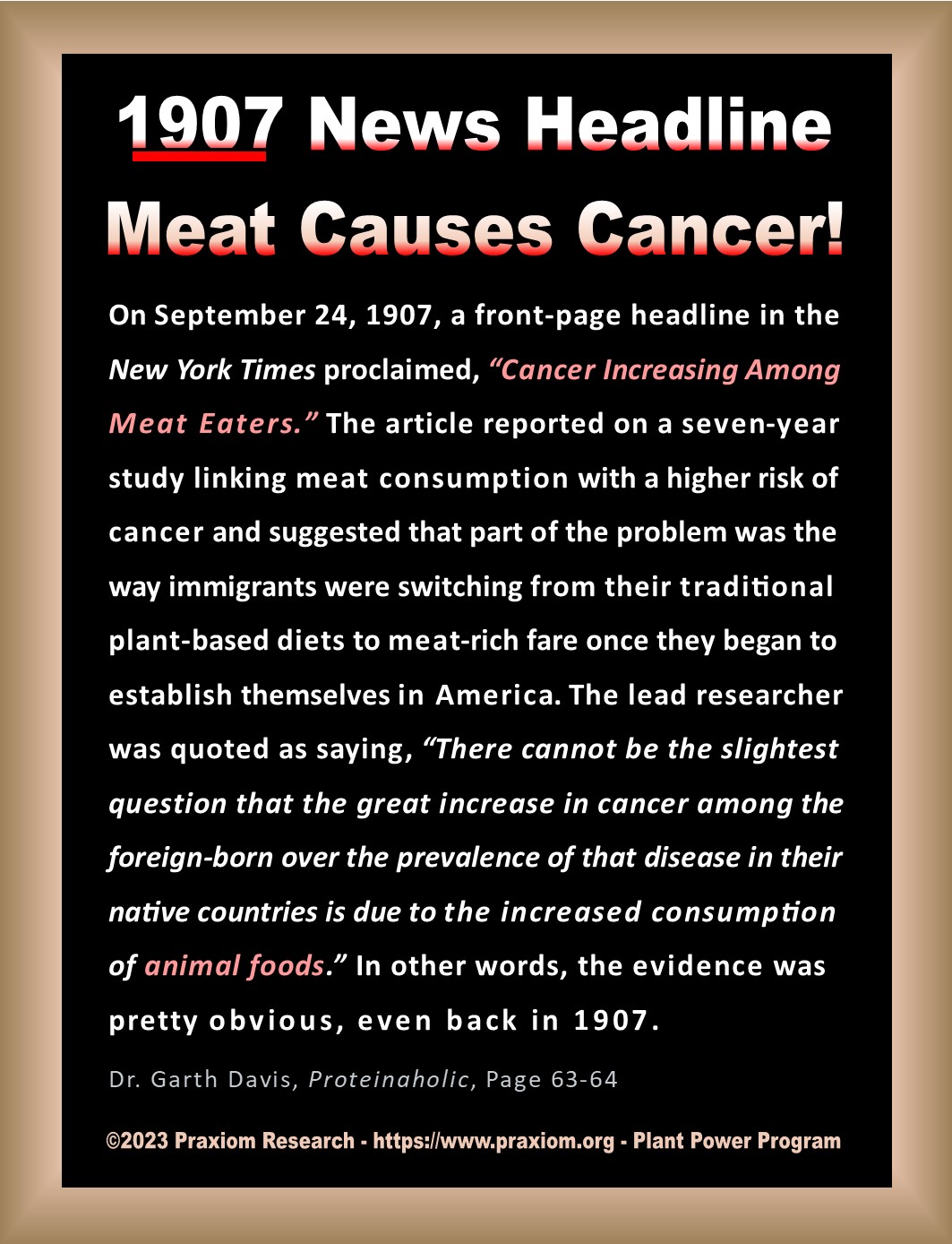 1907 News Headline: Meat Causes Cancer - Dr. Garth Davis