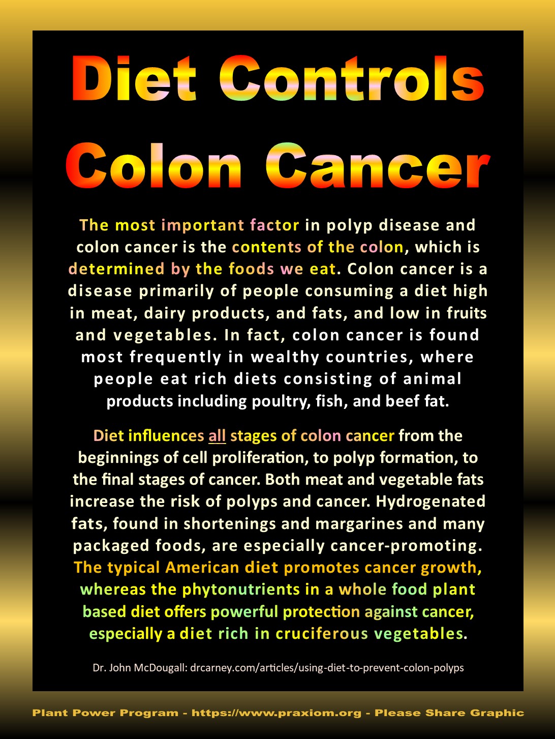 Diet Controls Colon Cancer - Dr. John McDougall