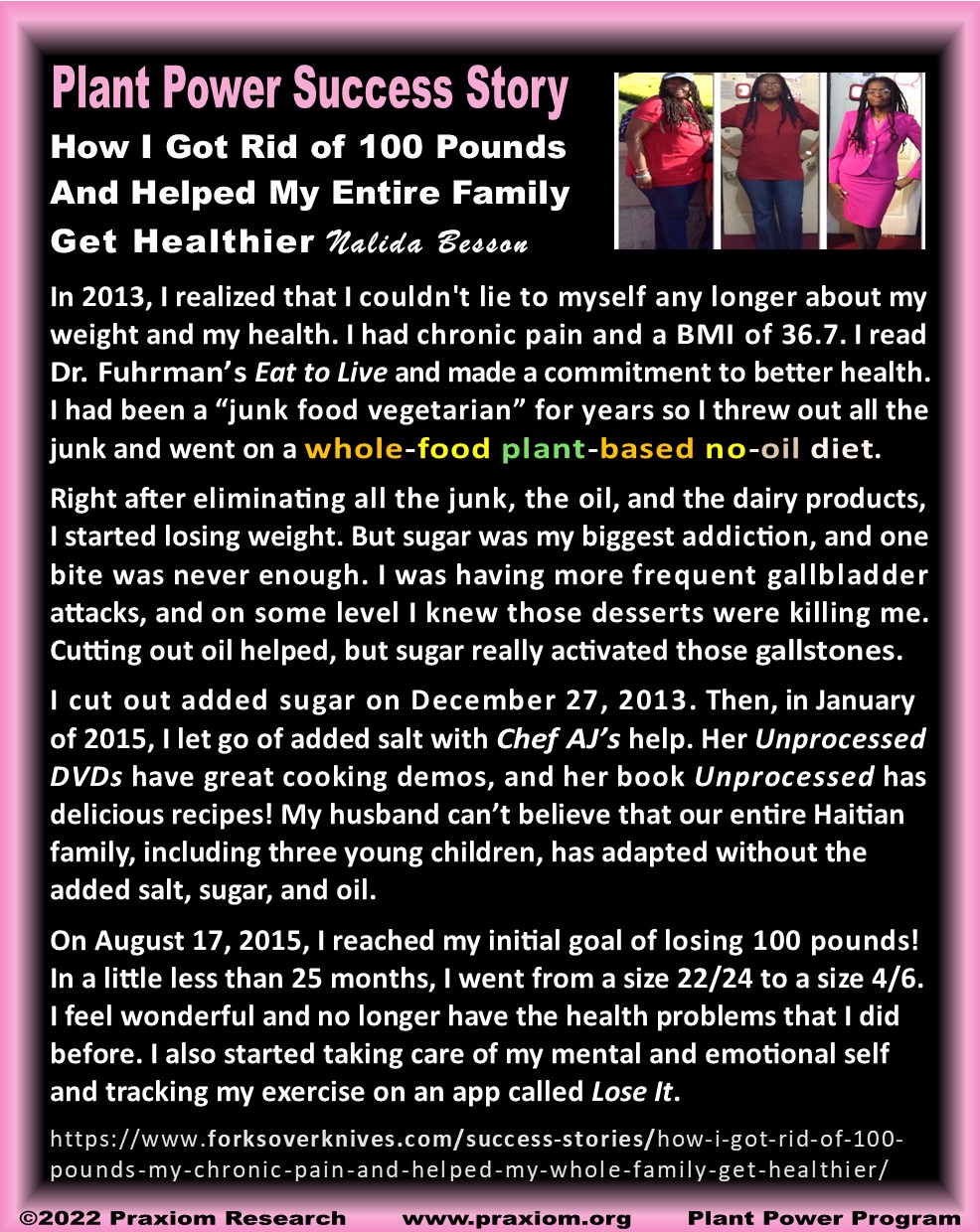 How I Got Rid of 100 Pounds And Helped My Entire Family Get Healthier Nalida Besson