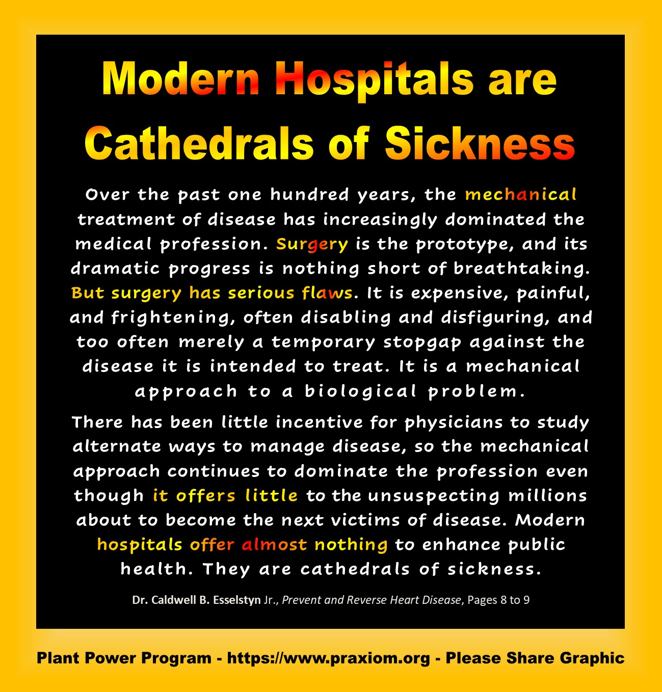 Modern Hospitals are Cathedrals of Sickness - Dr. Calwell Esselstyn