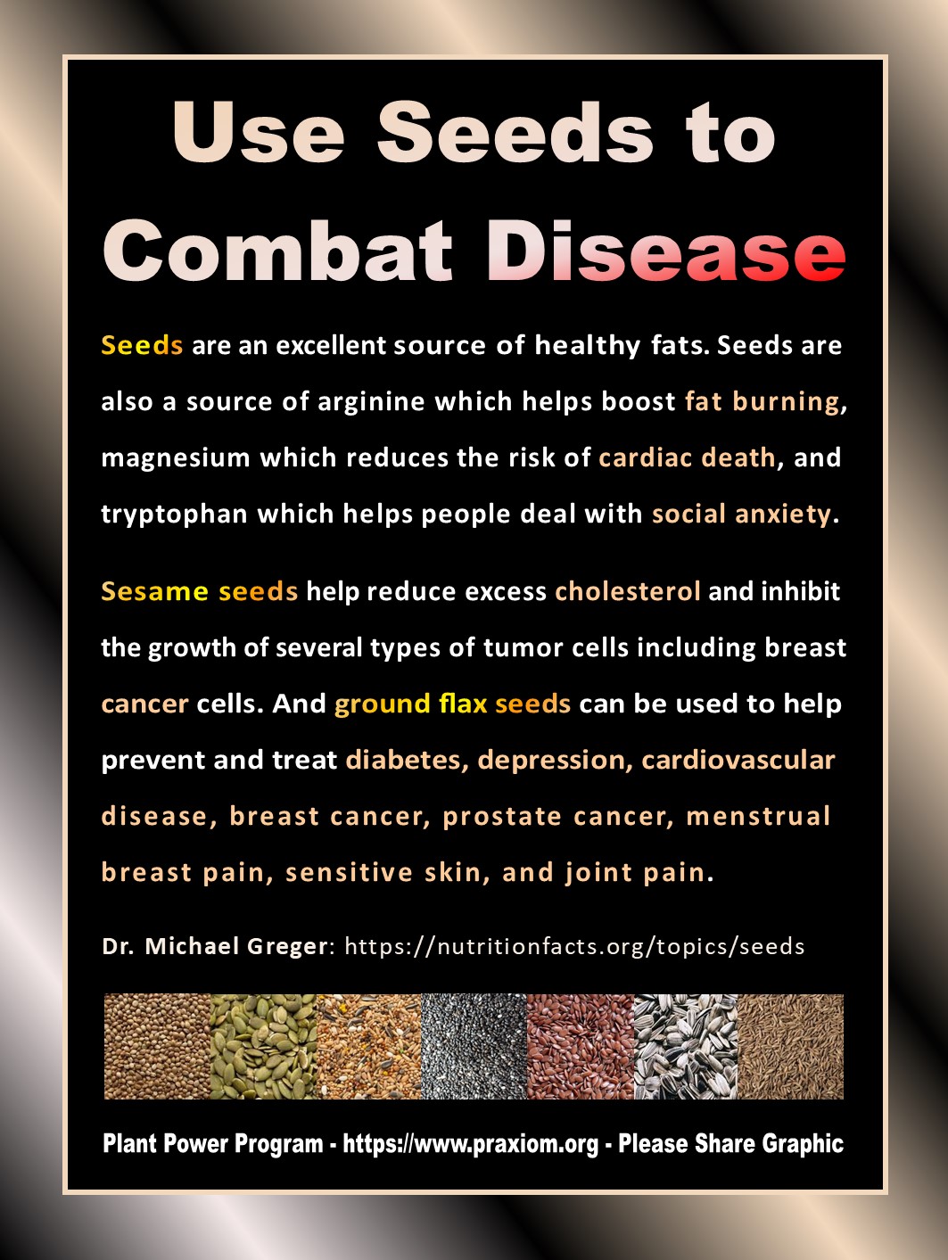 Use
        Seeds to Combat Obesity - Dr. Michael Greger
